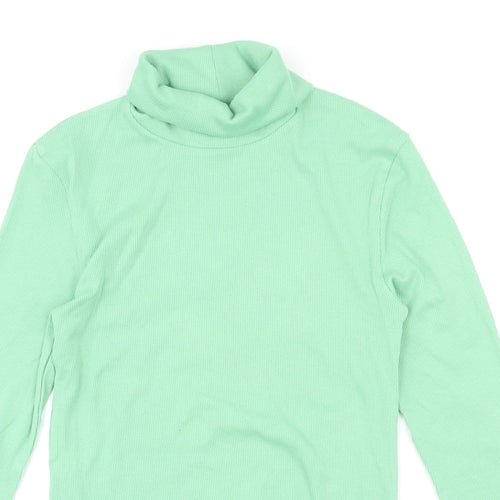 Marks and Spencer Womens Green Roll Neck Cotton Pullover Jumper Size 8