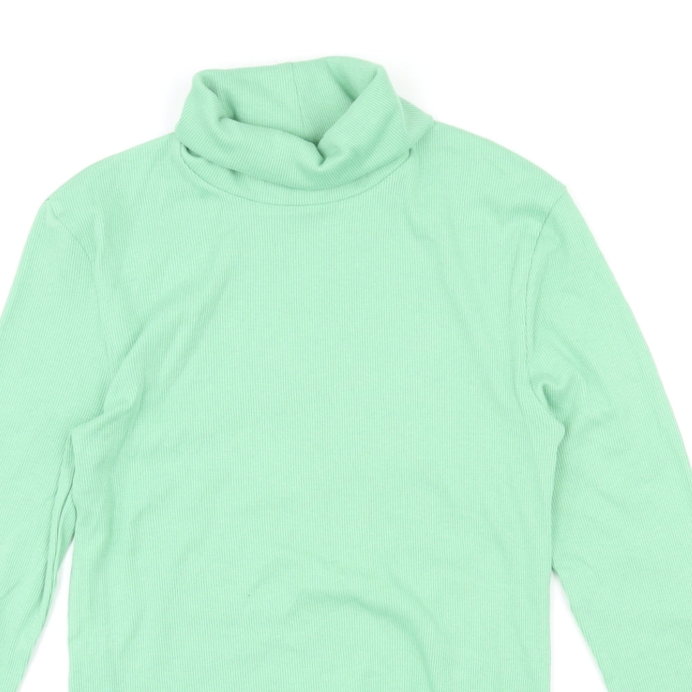 Marks and Spencer Womens Green Roll Neck Cotton Pullover Jumper Size 8