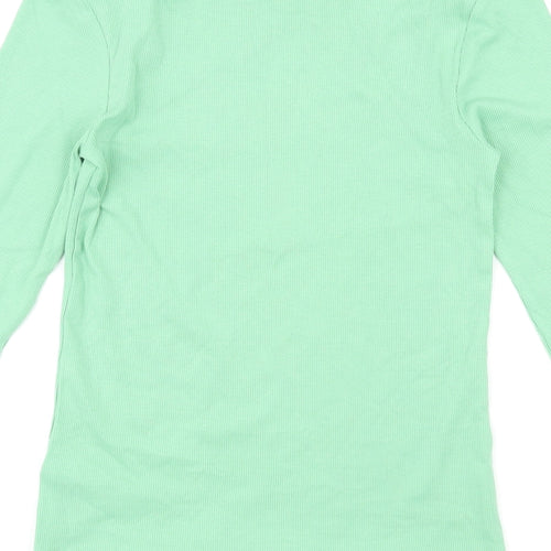 Marks and Spencer Womens Green Roll Neck Cotton Pullover Jumper Size 8