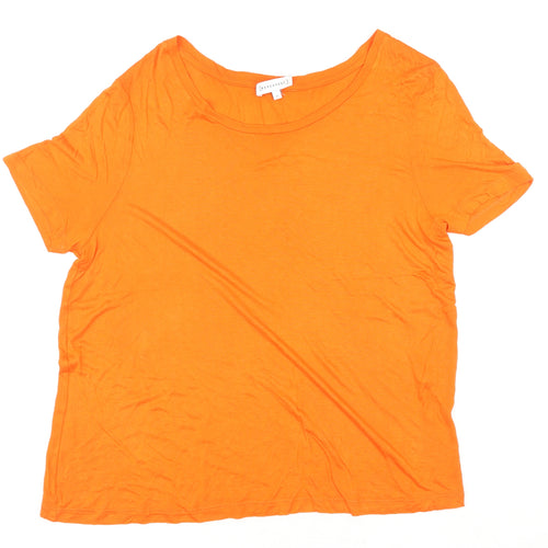 Warehouse Womens Orange Polyester Basic T-Shirt Size 16 Round Neck