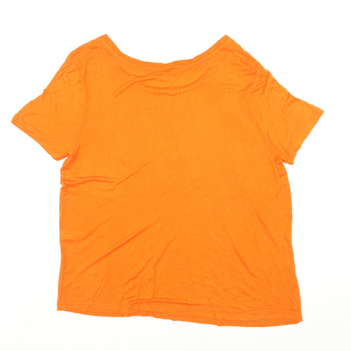 Warehouse Womens Orange Polyester Basic T-Shirt Size 16 Round Neck