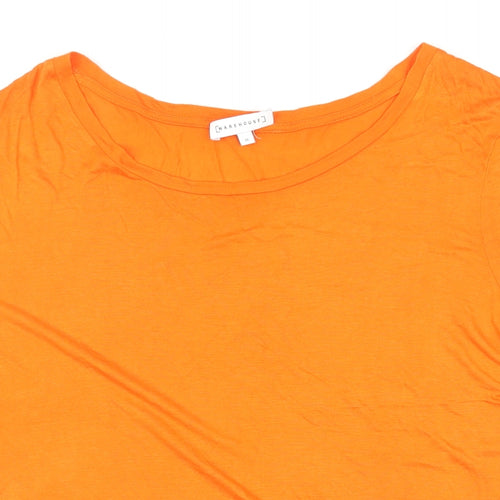 Warehouse Womens Orange Polyester Basic T-Shirt Size 16 Round Neck