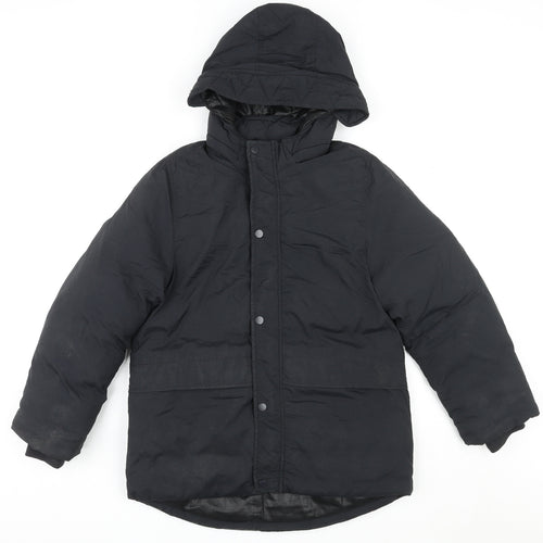 H&M Girls Black Basic Coat Coat Size 10-11 Years Zip