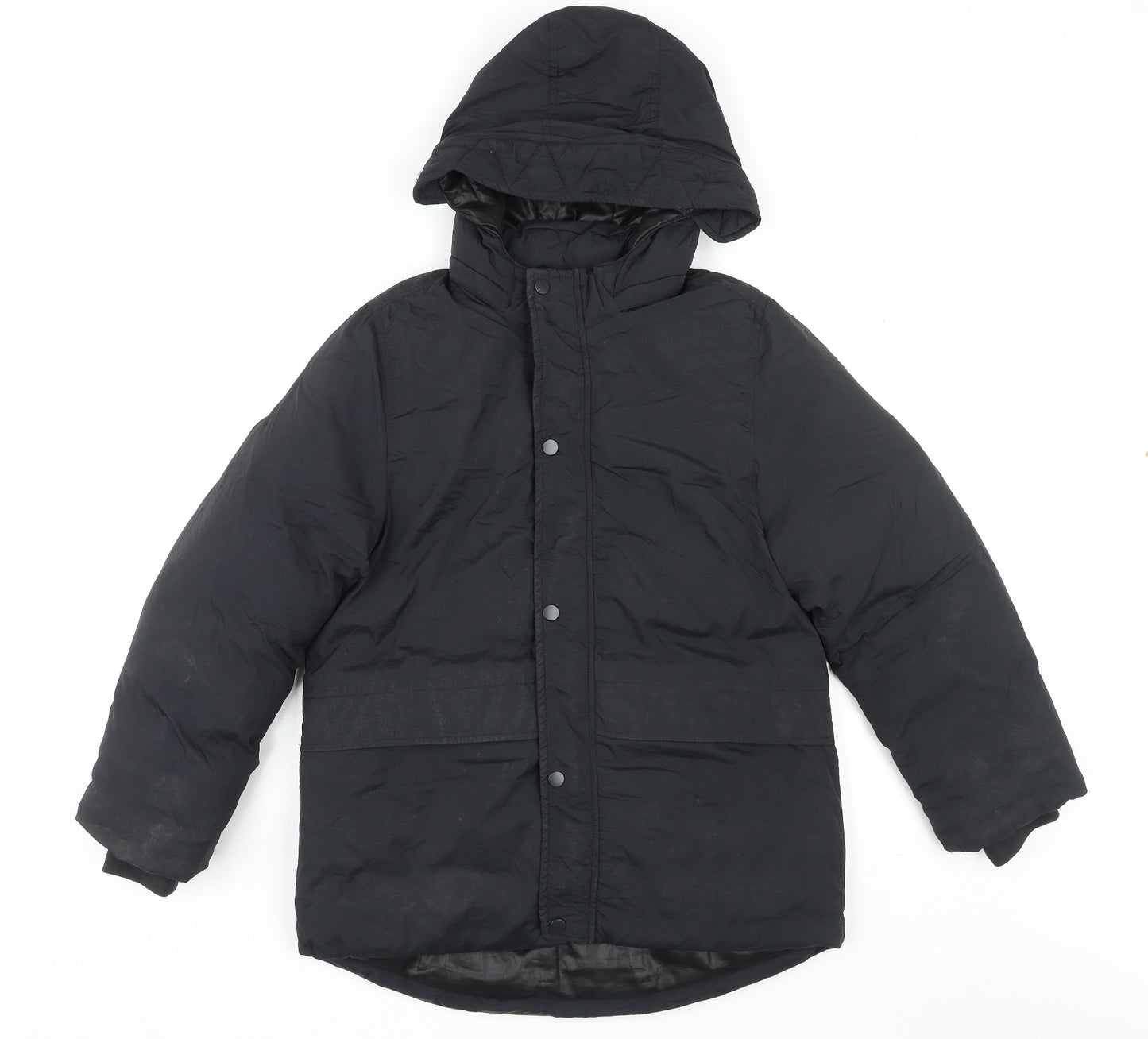 H&M Girls Black Basic Coat Coat Size 10-11 Years Zip