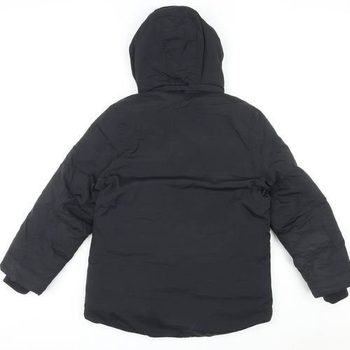 H&M Girls Black Basic Coat Coat Size 10-11 Years Zip