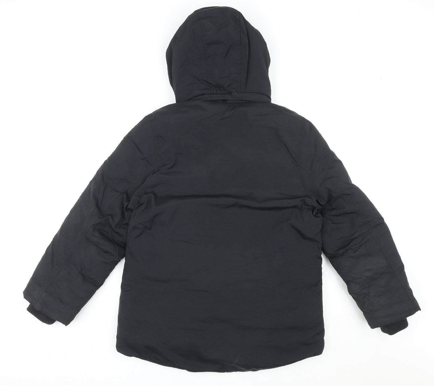 H&M Girls Black Basic Coat Coat Size 10-11 Years Zip