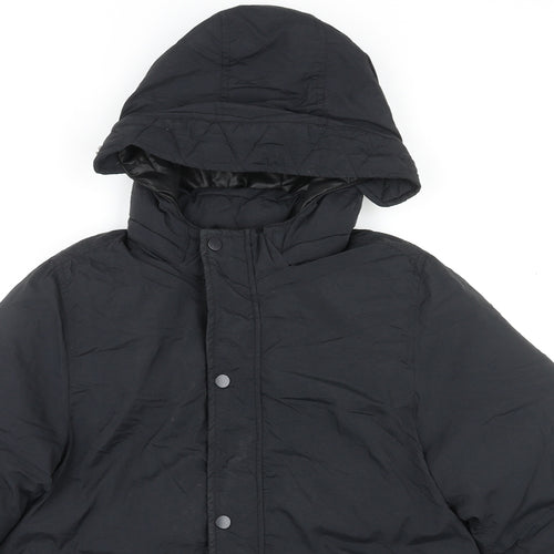 H&M Girls Black Basic Coat Coat Size 10-11 Years Zip