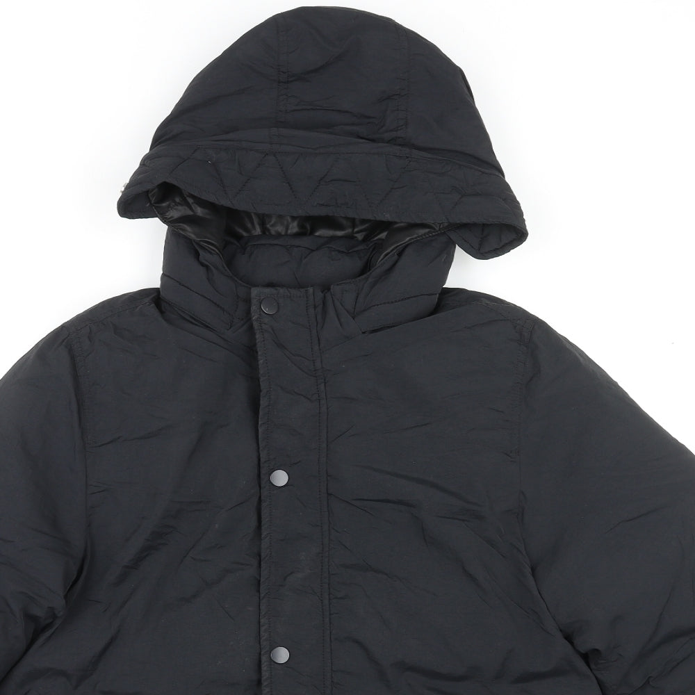 H&M Girls Black Basic Coat Coat Size 10-11 Years Zip