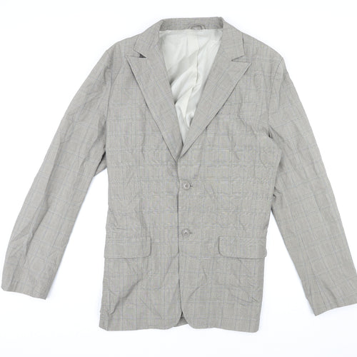 French Connection Mens Grey Plaid Cotton Jacket Suit Jacket Size 40 Regular
