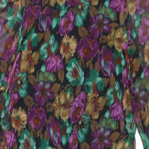 Plus Womens Multicoloured Floral Polyester A-Line Size 16 Round Neck Button