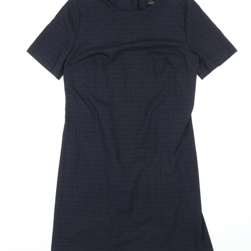 NEXT Womens Blue Polyester A-Line Size 12 Round Neck Zip