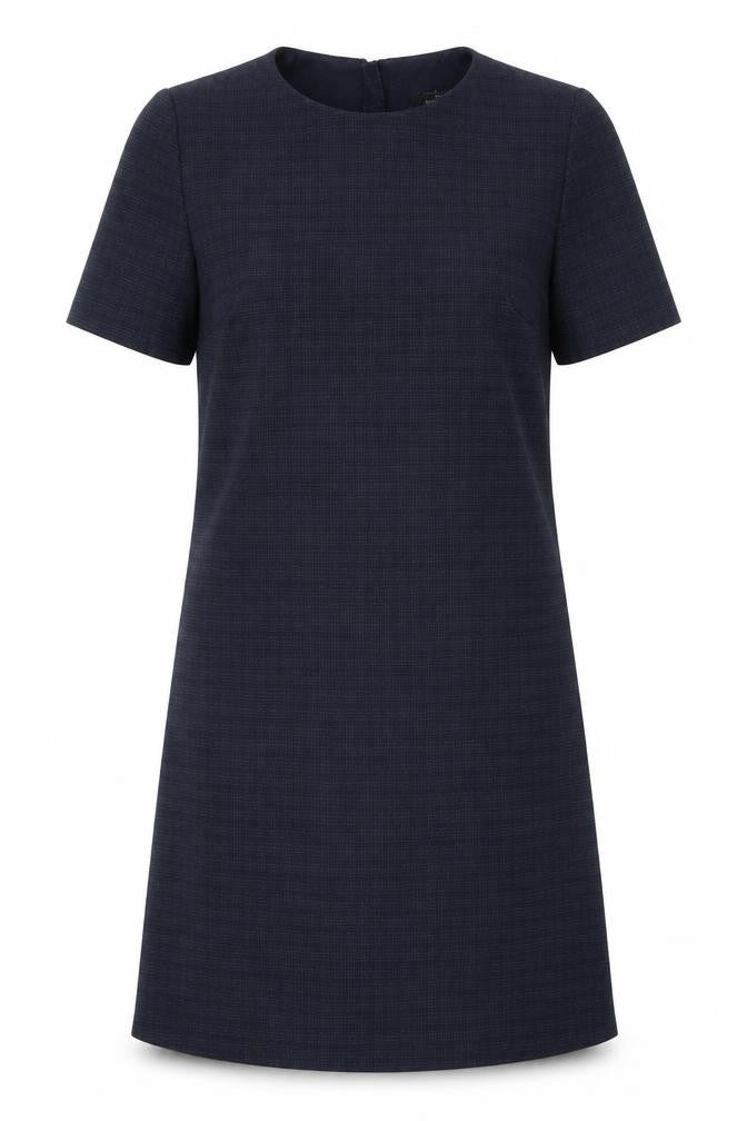 Front view of Next women’s blue polyester a-line, size UK 12, round neck zip