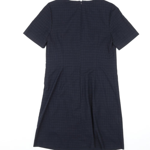 NEXT Womens Blue Polyester A-Line Size 12 Round Neck Zip