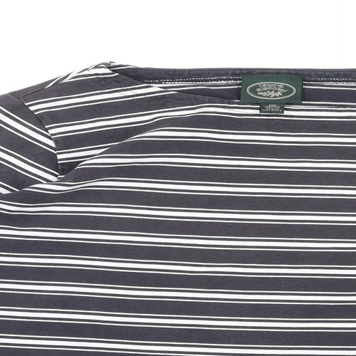 Laura Ashley Womens Black Striped Cotton Basic T-Shirt Size M Round Neck