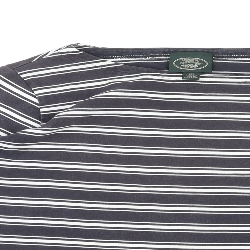 Laura Ashley Womens Black Striped Cotton Basic T-Shirt Size M Round Neck