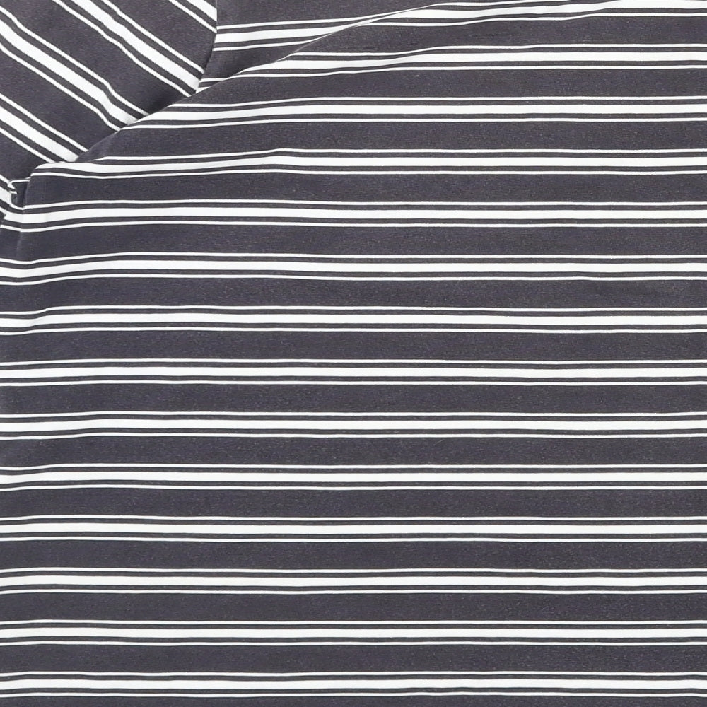 Laura Ashley Womens Black Striped Cotton Basic T-Shirt Size M Round Neck