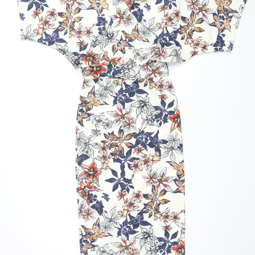 Missfiga Womens Multicoloured Floral Polyester A-Line Size 6 Boat Neck Pullover