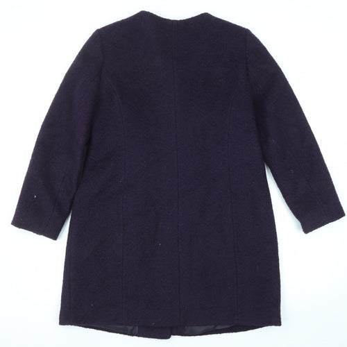 M&Co Womens Purple Overcoat Coat Size 14 Button