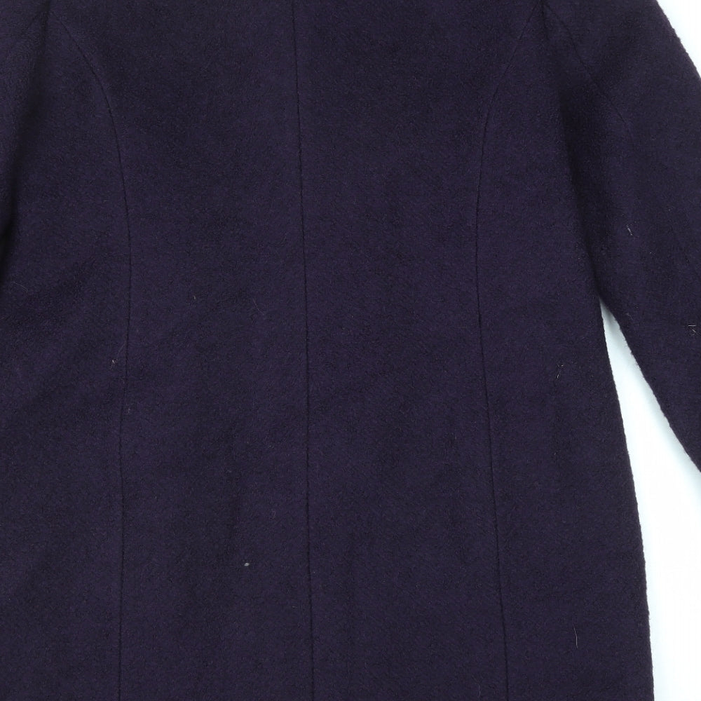 M&Co Womens Purple Overcoat Coat Size 14 Button