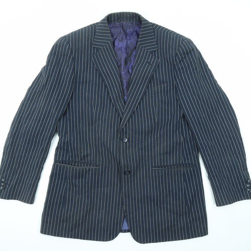 Brook Taverner Mens Blue Striped Cotton Jacket Suit Jacket Size 40 Regular