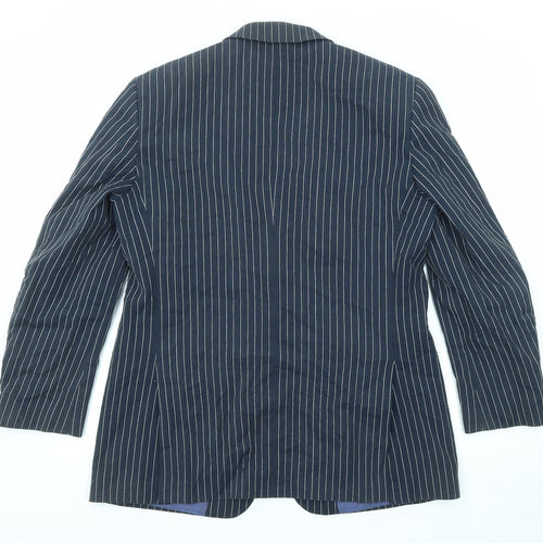 Brook Taverner Mens Blue Striped Cotton Jacket Suit Jacket Size 40 Regular