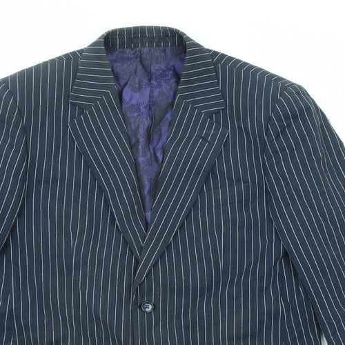 Brook Taverner Mens Blue Striped Cotton Jacket Suit Jacket Size 40 Regular