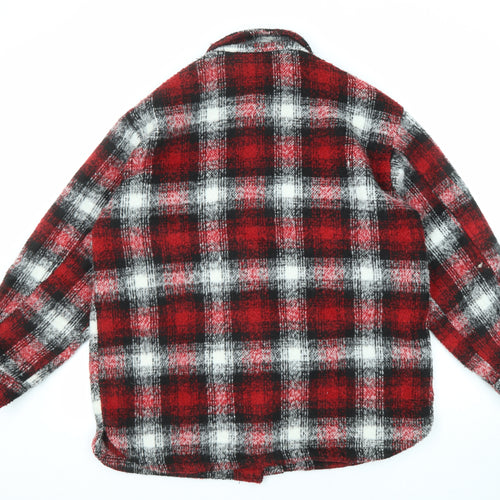 New Look Womens Red Plaid Jacket Size 14 Button