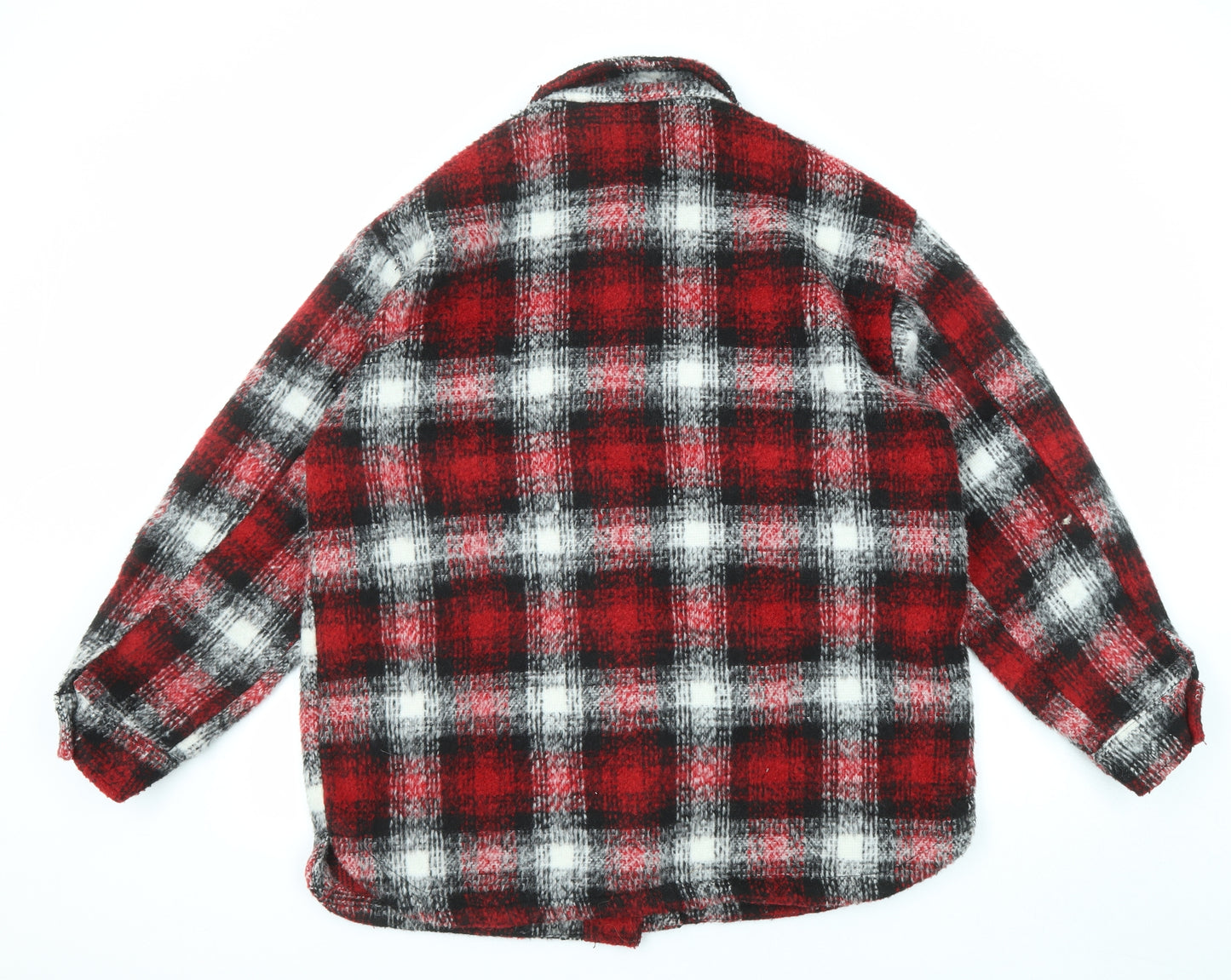 New Look Womens Red Plaid Jacket Size 14 Button