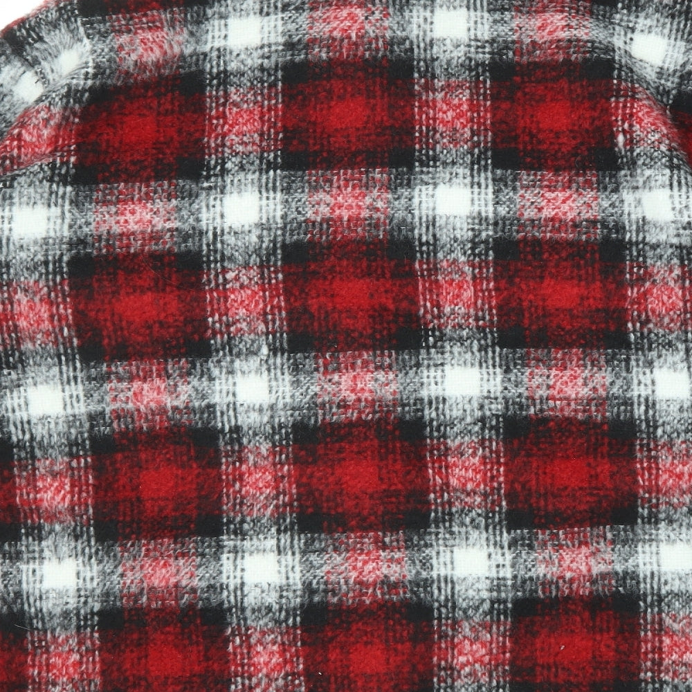 New Look Womens Red Plaid Jacket Size 14 Button