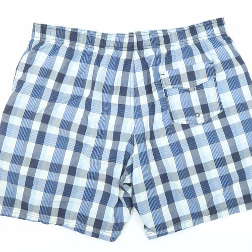 Marks and Spencer Mens Blue Plaid Cotton Bermuda Shorts Size XL L8 in Regular Drawstring