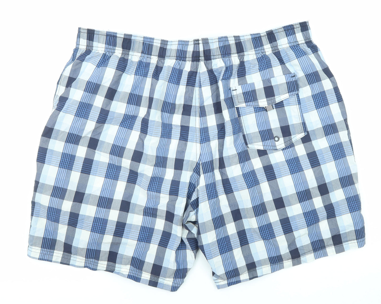 Marks and Spencer Mens Blue Plaid Cotton Bermuda Shorts Size XL L8 in Regular Drawstring
