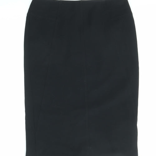 Marks and Spencer Womens Black Polyester Straight & Pencil Skirt Size 12 Zip