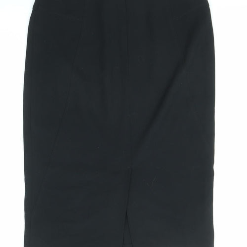 Marks and Spencer Womens Black Polyester Straight & Pencil Skirt Size 12 Zip