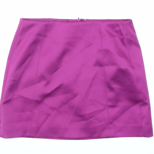Marks and Spencer Womens Purple Polyester A-Line Skirt Size 12 Zip