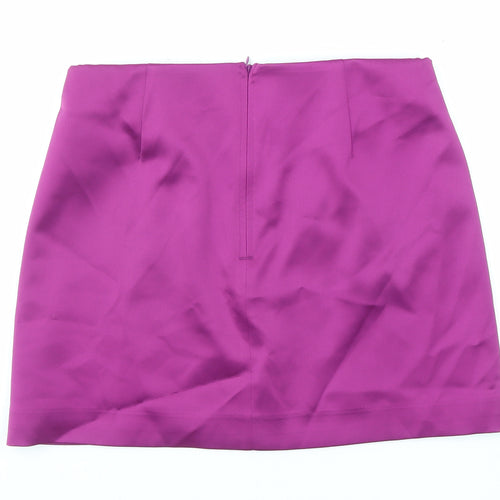 Marks and Spencer Womens Purple Polyester A-Line Skirt Size 12 Zip