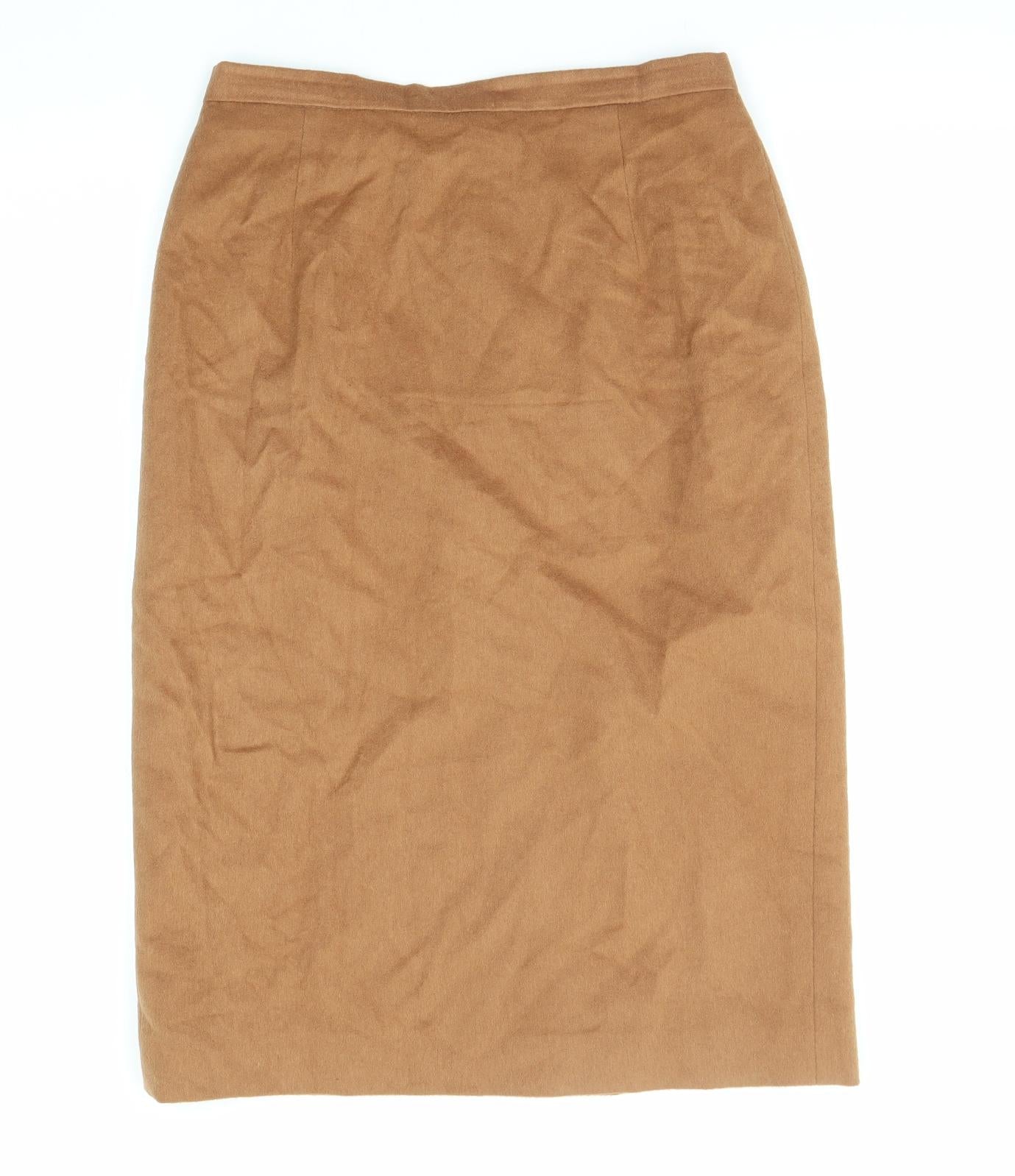 Alexon Womens Brown Acetate Straight & Pencil Skirt Size 12 Zip