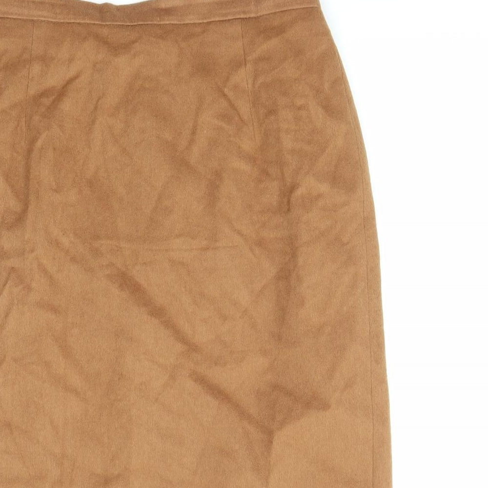 Alexon Womens Brown Acetate Straight & Pencil Skirt Size 12 Zip