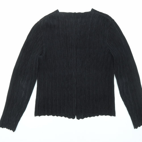 Marks and Spencer Womens Black Polyester Basic Button-Up Size 8 Round Neck