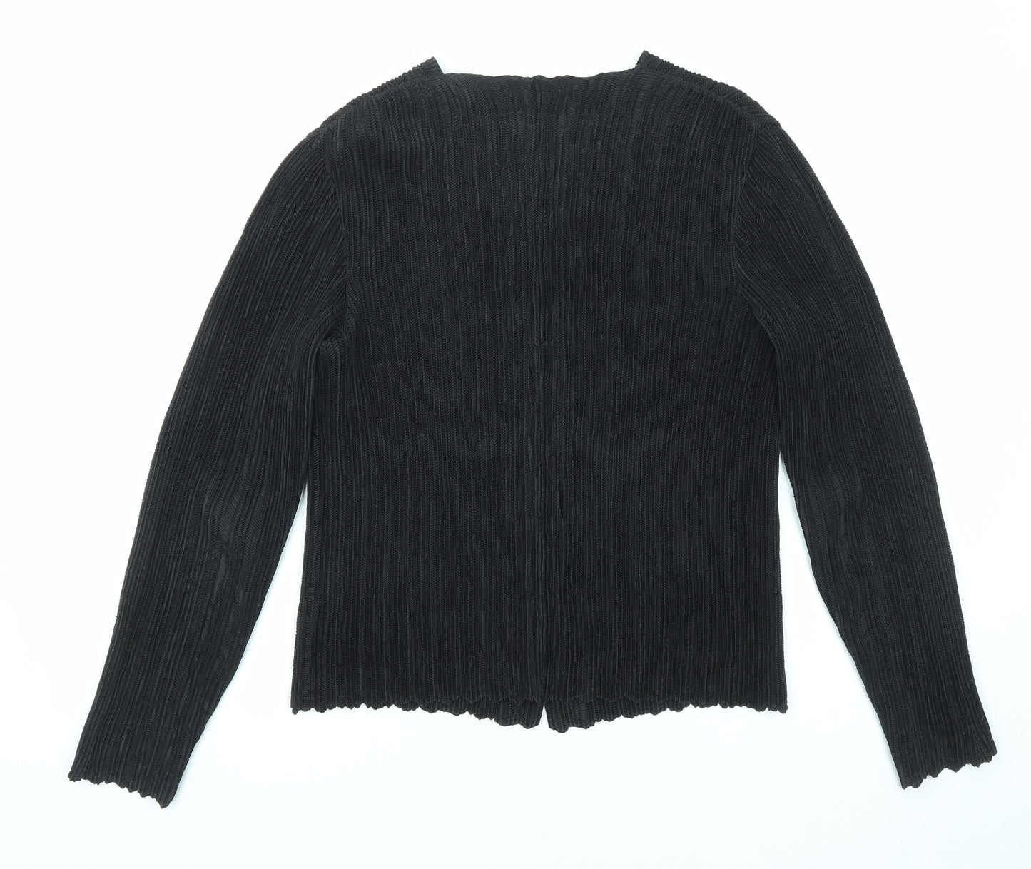 Marks and Spencer Womens Black Polyester Basic Button-Up Size 8 Round Neck