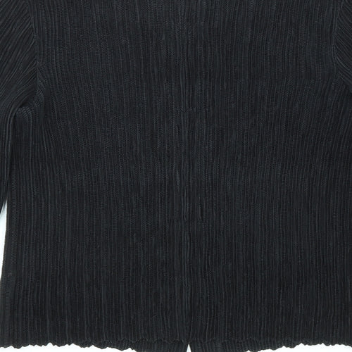 Marks and Spencer Womens Black Polyester Basic Button-Up Size 8 Round Neck