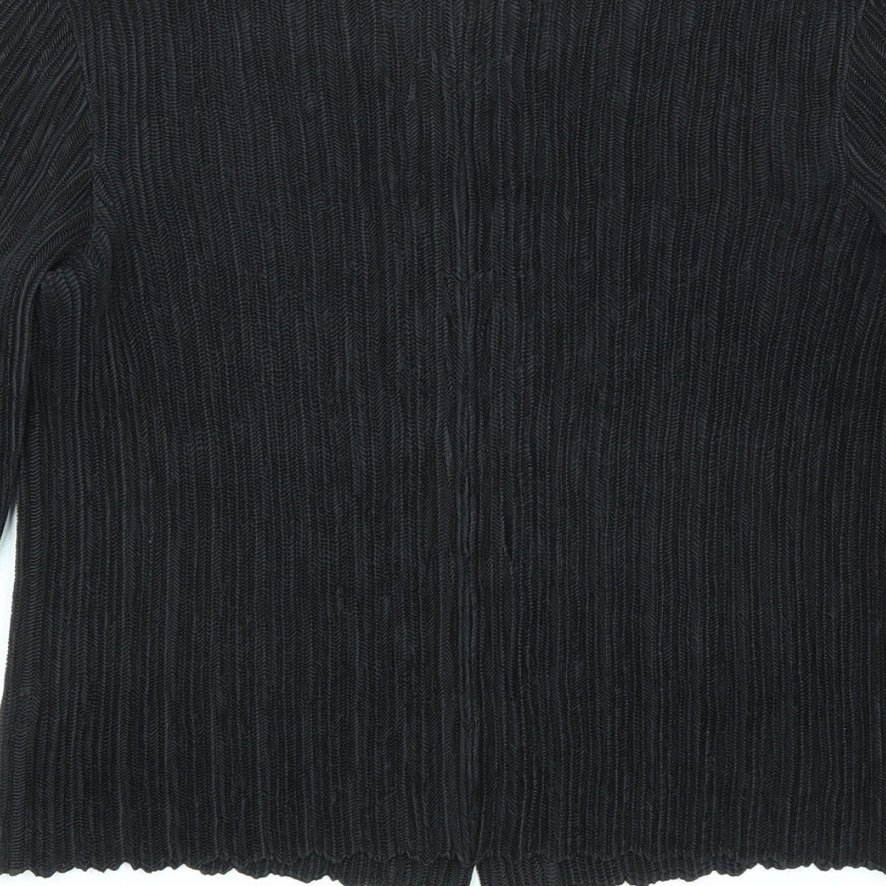 Marks and Spencer Womens Black Polyester Basic Button-Up Size 8 Round Neck