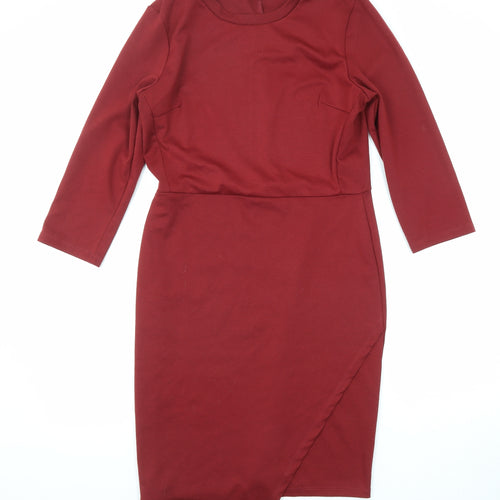 Only Womens Red Polyester A-Line Size L Crew Neck Pullover