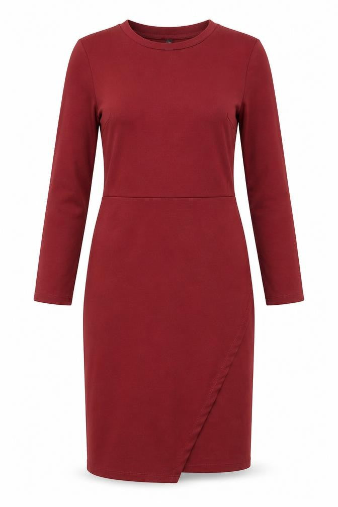 Front view of Only women’s red polyester a-line, size L, crew neck pullover