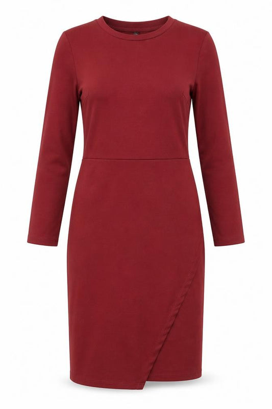 Front view of Only women’s red polyester a-line, size L, crew neck pullover