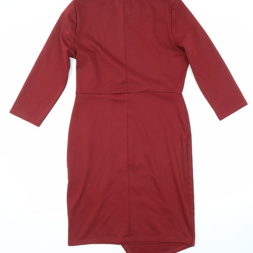 Only Womens Red Polyester A-Line Size L Crew Neck Pullover