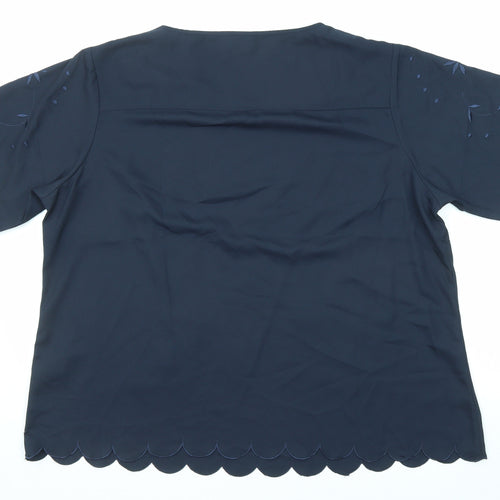 Cotton Traders Womens Blue Polyester Basic Blouse Size 22 Sweetheart