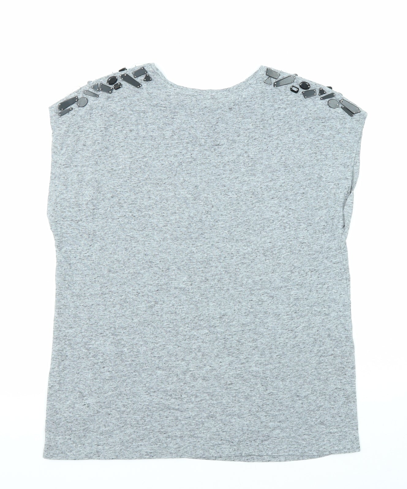 Warehouse Womens Grey Polyester Basic T-Shirt Size 12 Round Neck