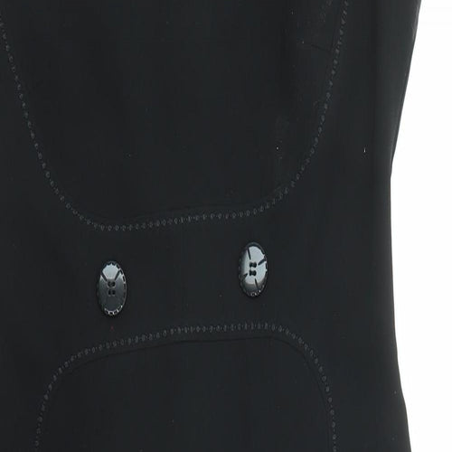 Marks and Spencer Womens Black Polyester Shift Size 8 Boat Neck Zip