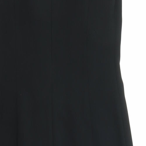Marks and Spencer Womens Black Polyester Shift Size 8 Boat Neck Zip