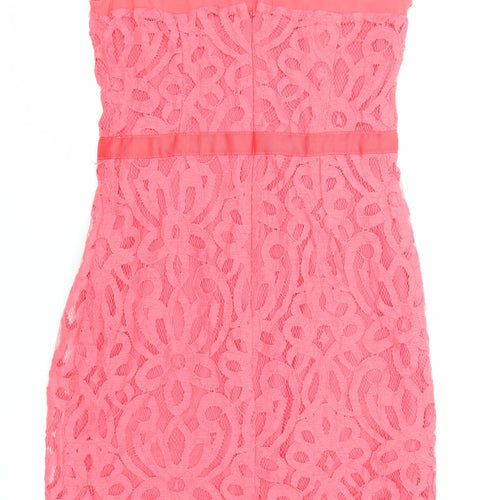Principles Womens Pink Geometric Polyester Shift Size 6 Boat Neck Zip